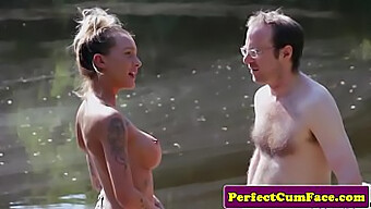 Outdoor Cumshot With A Big-Titted Femdom