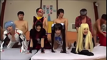 Asian Cosplayers Engage In A Wild Group Sex Party