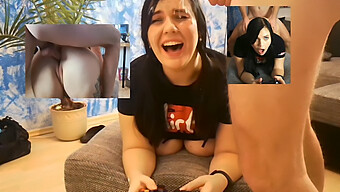 Deutsches Gamergirl Genießt Facial Cumshot Beim Gaming