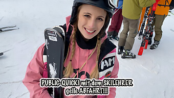 Young European Girl Gets Pounded By Her Ski Instructor In Front Of A Crowd