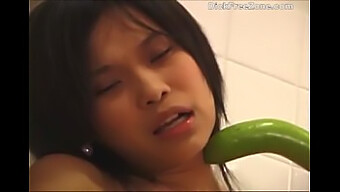 Asian Teen Emma Cucumber'S Solo Masturbation Session