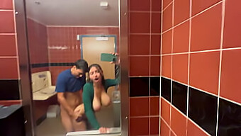 Big Natural Tits And Big Boobs In Public Bathroom