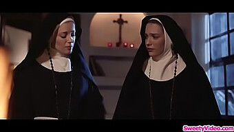 Lesbian Nuns Indulge In Cunnilingus And Masturbating