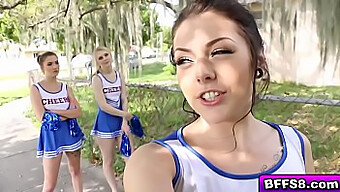 Saggy Tits Cheerleaders Get Their Faces Fucked And Blowjobs