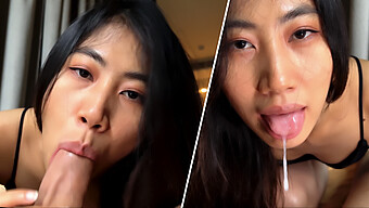 Cumshot In My Asian Mouth - 18+ Teen Girl Sucks And Swallows