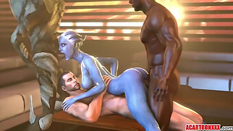 Cartoon Girl Liara T'Soni With Big Tits And A Big Booty Gets Fucked