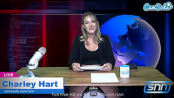 American Milf With Big Natural Tits Rides Sybian And Masturbates During News Broadcast